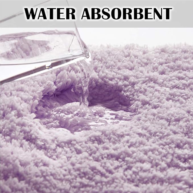 Suchtale Large Extra Soft and Absorbent Shaggy Bath Mat (24 x 60, Lavender) Machine Washable Microfiber Non Slip Bath Mat for Bathroom Floor