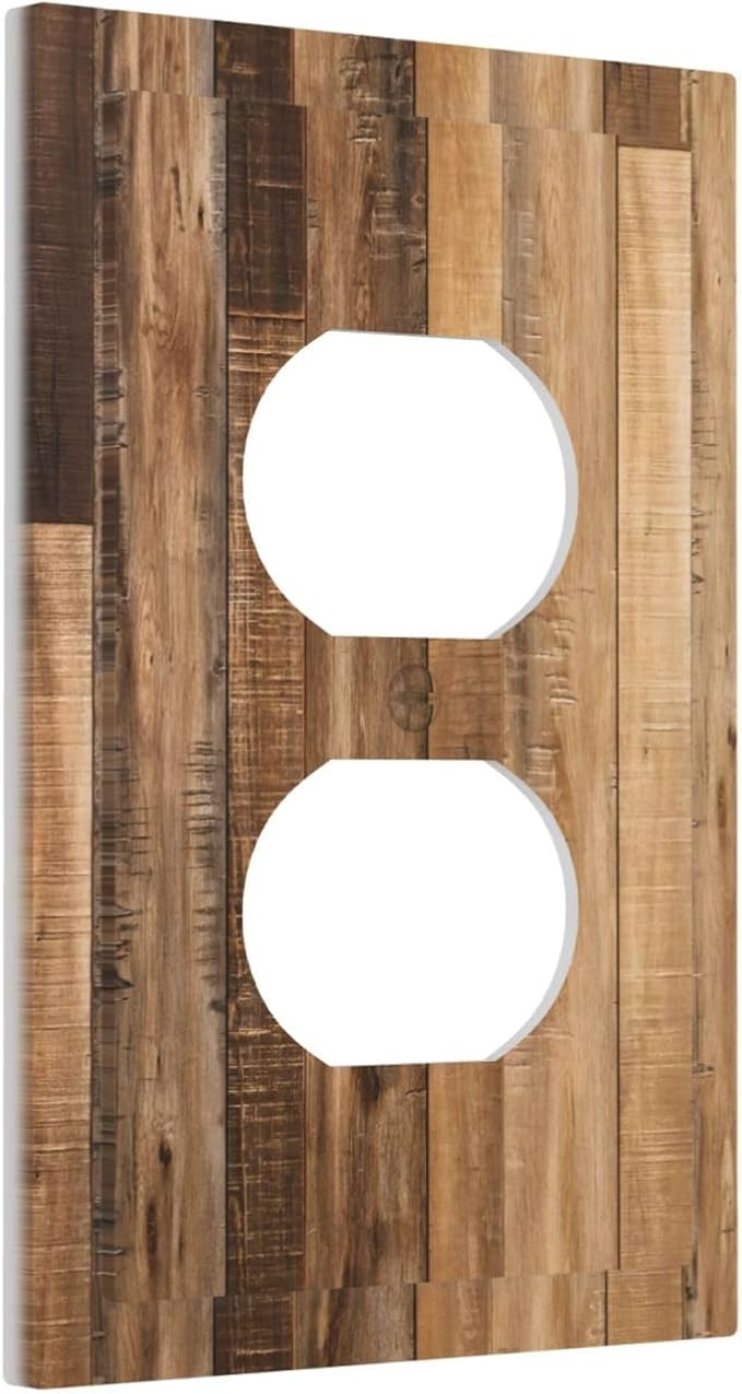 Rustic Brown Wood Splicing Vintage Dark Oak Print Outlet Covers 1 Gang Duplex Light Switch Cover Decorative Switch Plates Electrical Receptacle Faceplate Wall Plate for Farmhouse Home Decor
