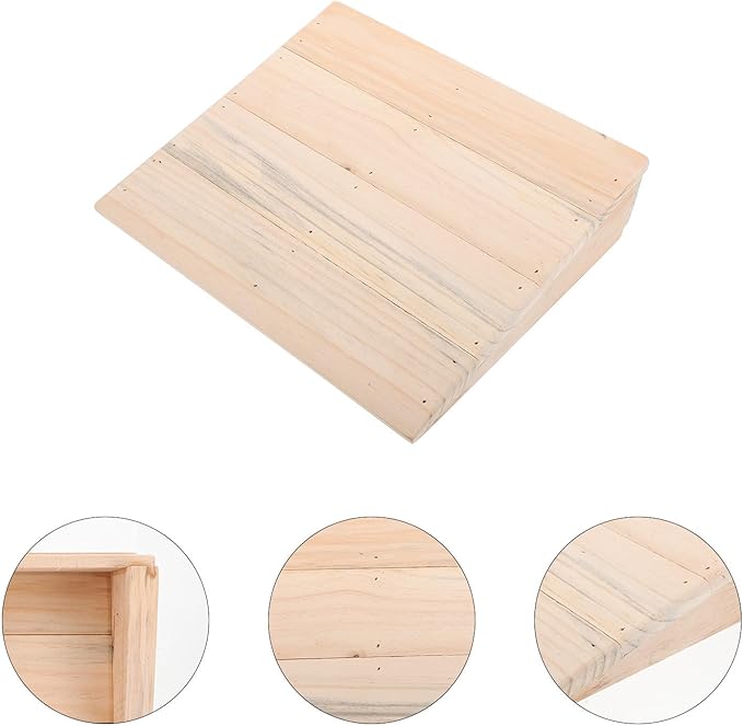 Solid Wood Threshold Slope Pad 25.8X30X7Cm for Wheelchairs and Scooters, Sturdy Entry Step Aid for Home Doorways and Driveways, Non-Slip Curb Climbing Assistance for Mobility