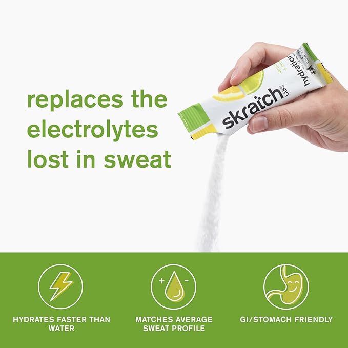 Skratch Labs Hydration Packets - Hydration Drink Mix, Lemon Lime (20ct) - Electrolyte Powder Packets Developed for Athletes and Sports Performance - Gluten Free, Vegan, Kosher
