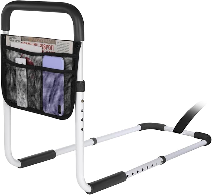 Bed Rails for Elderly Adults Safety - Adjustable Bed Assist Rail for Seniors - Stable Beds Side Rails with Storage Bag & Fixing Strap, Fit King Queen Full Twin