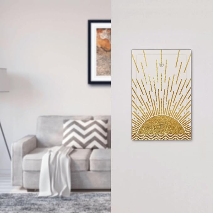 Mid Century Boho Golden Sun Sunrise Sunset Light Switch Cover Plate 1 Gang No Device Blank Electrical Wall Plates Faceplate Decorative Switch Plate for Bed Room Living Room Decor