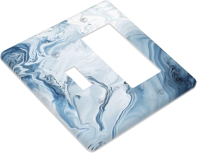 Light Blue Marble Texture Abstract Print Outlet Covers 1 Toggle 1 Rocker Combination Decorative Wall Plate Electrical Switch Plates Light Switch Cover Plate for Bathroom Kitchen Home Decor