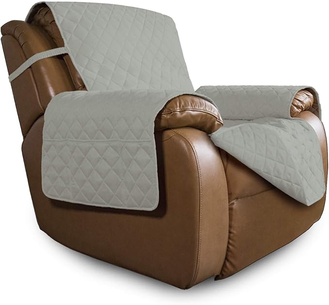 Easy-Going Oversized Recliner Chair Slipcover Reversible Sofa Cover Water Resistant Couch Cover Furniture Protector with Elastic Straps for Pets Dog (Oversized Recliner, Beige/Beige)