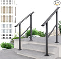 DIYHD 3 Step Handrail for Outdoor,Powder Coated Iron Stair Railing,Black Hand Rails for Indoor, Porch,Deck,2 Pack