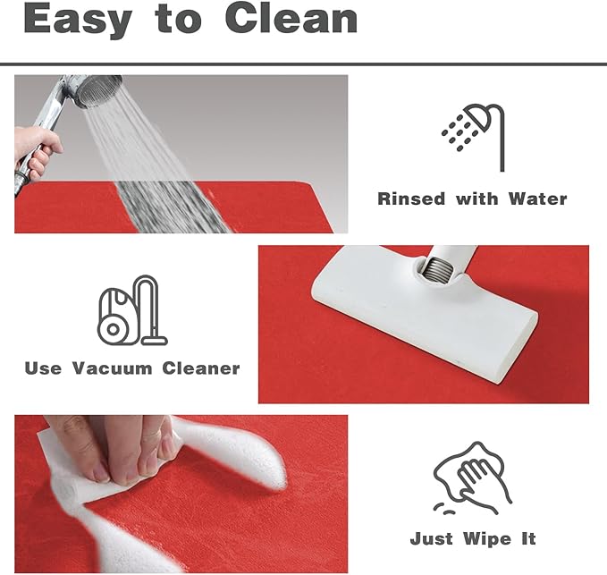 Christmas Bath Mat, Bathroom Rugs Non Slip Washable Thin Absorbent Quick Dry Bath Mat Fits Under Door Bathroom Floor Mat Perfect for Bath, Shower, or Sink 20"x48" Red