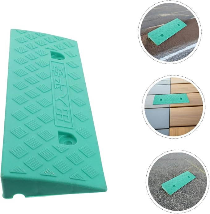 Plastic Threshold Ramp 7Cm Green Curb Ramp Step Pad for Doorways Wheelchair Scooter Mobility Aid for Home and Outdoor Use