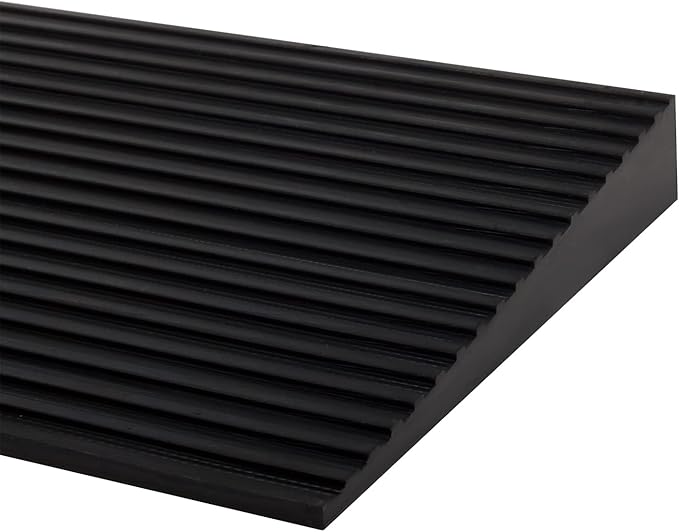 0.6'' Rise Solid Rubber Wheelchair Ramp,Threshold Ramp Used for Thresholds,Doorways and Bathroom (High:0.6 Inch(Pack of 1)) Black