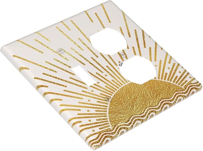 Mid Century Boho Golden Sun Sunrise Sunset Wallplates 1 Toggle 1 Duplex Switch Plate Electrical GFCI Faceplate Decorative Light Switch Covers for Bed Room Living Room Decor