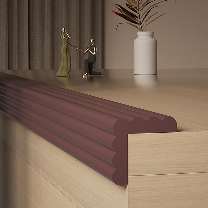 Edge Corner Protector, W-Shaped Sharp Edge Safety Corner Edge Foam Padding, Edge Guards Bumpers, Proofing Furniture Edge Protector for Table Edges & Sharp Corners(Brown,2 Pack)