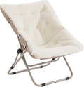 Tiita Comfy Folded Chair, Soft Faux Fur Oversized Folding Accent Chair, Lounge Lazy Chair for Kids Teens Adults, Metal Frame Moon Chair for Bedroom, Living Room, Dorm Rooms