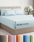 Extra Deep Full Sheet Set - 6 Piece Breathable & Cooling Sheets - Hotel Luxury Bed Sheets Set - Easy & Secure Fit - Soft, Wrinkle Free & Comfy Sheets Set - Ice Blue Sheet Set with Extra Deep Pockets
