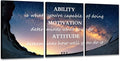 Unbruvo Motivational Inspirational Canvas Wall Art, 3 Pieces Positive Quotes Office Decor, Ability Motivation Attitude Artwork for Living Room Bedroom Workplace(48" Wx24 H)