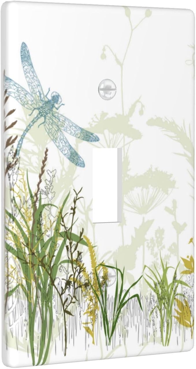 Wild Flower Dragonfly 1 Gang Toggle Light Switch Cover Plates Decorative Electric Outlet Covers Decorator Wall Switch Plate Receptacle Plug Covers 4.5 * 2.76 Inches