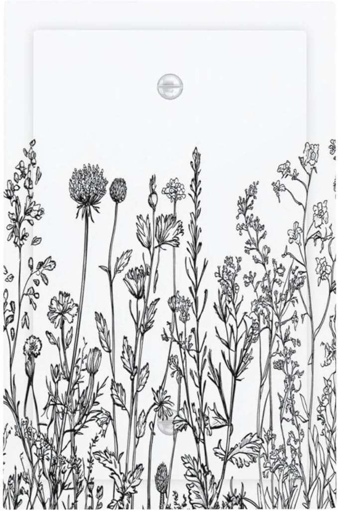 Light Switch Cover Plate Floral Wildflower Rustic Plant Leaves 1 Gang No Device Blank Electrical Wall Plates Faceplate Decorative Switch Plate For Farmhouse Cabin Decor
