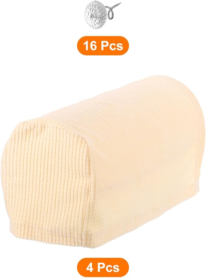 uxcell Stretch Armrest Covers Armchair Anti-Slip for Chairs Sofas Couch Arm Covers Recliner Sofa Beige 4 Pcs