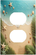 Outlet Covers Summer Beach Themed Starfish Seashells 1 Gang Duplex Wall Plate Decorative Switch Plates Electrical Receptacle Faceplate Light Switch Cover for Bedroom Bathroom Decor