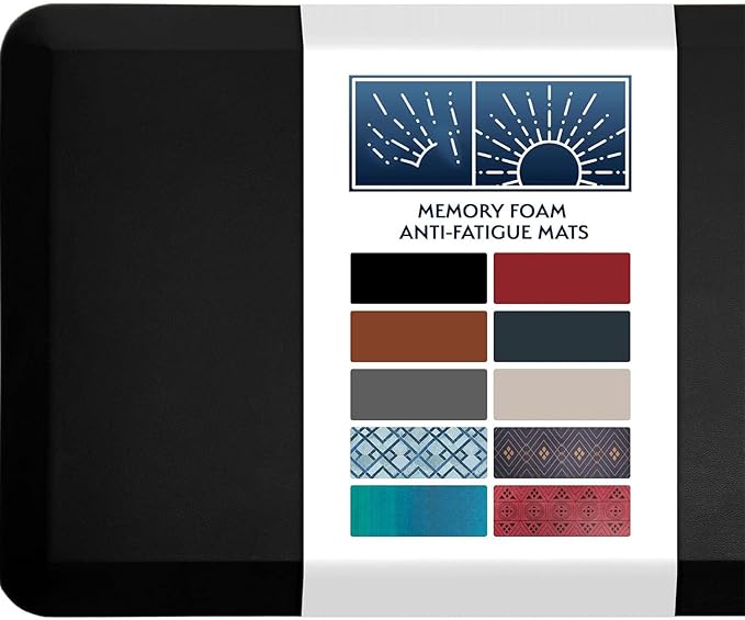 Anti Fatigue Mat, Kitchen Mats for Floor, 3/4" Cushioned Kitchen Rug and Standing Desk Mat & Garage, Non Slip, Waterproof and Stain Resistant