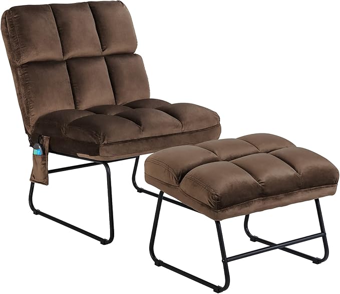 Giantex Massage Chair with Ottoman, 5 Vibration Modes & 4 Massage Motors, Tapping for Back & Lumbar, Velvet Sofa with Remote Control, Side Pocket, Electric Massage Couch for Living Room Bedroom Balcon