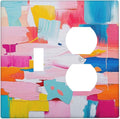 Wallplates Multicoloured Modern Watercolor Oil Painting 1 Toggle 1 Duplex Switch Plate Electrical GFCI Faceplate Decorative Light Switch Covers for living Room Bedroom Decor