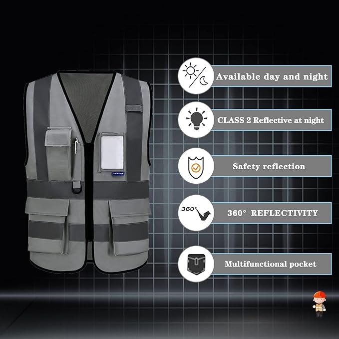 A-SAFETY grey reflective vest