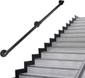 Pipe Stair Handrail, 7 Ft Metal Staircase Handrail, Black Galvanized Industrial Iron Hand Rail for Indoor & Outdoor Wall Mount Support, Wall Hand Railing,Safety Handle, Steps Baluster(HR08)