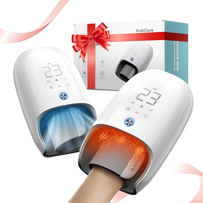 HuBDIC Hubicare Hand Massager with Heat and Fan Cooling, FSA Strong Compression, Roller Kneading and Wrist Coverage for Arthritis and Carpal Tunnel Relief Self Care Gift for Women Men