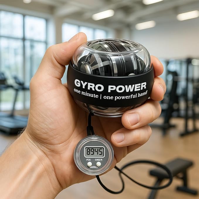 Wrist Ball Hand Exerciser, Auto-Start Torque Ball with LCD Counter, Ball Wrist & Forearm Strengthener, Adjustable Resistance Grip Trainer with LED Lights