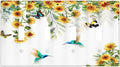 Yellow Sunflower Blue Hummingbird Butterfly Quad Toggle Light Switch Cover Decorative Rustic Farmhouse Floral Plant 4 Gang Wall Plate Cover 4 Hole Electrical Device Switchplates for Bathroom