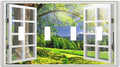 Light Switch Cover Window View Green Rustic Nature Wilderness 4 Gang Switch Plate Quad Toggle Wall Plates Decorative Switchplate Electrical Outlet Cover Plates for Bathroom Bedroom Decor
