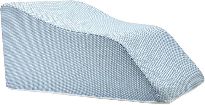 Lounge Doctor Elevating Leg Rest Wedge Pillow with Memory Foam, Light Blue, Medium