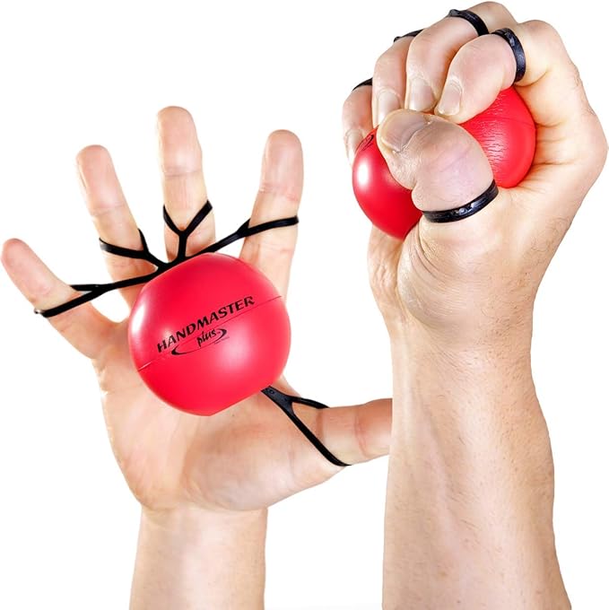 Handmaster Plus Physical Therapy Hand Exerciser - Forearm Exerciser with Stress Relief Ball - Hand Therapy Balls for Training - Finger Exerciser & Strengthener - Multicolored Balls, (9 Piece Set)