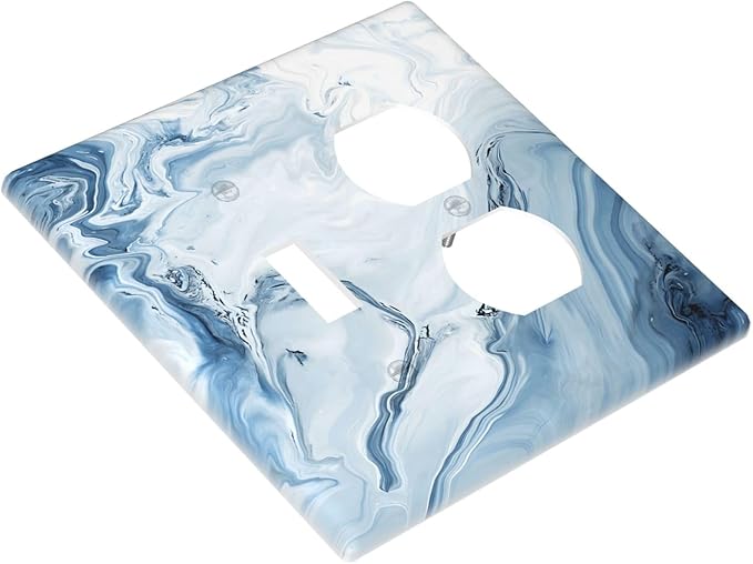 Light Blue Marble Texture Abstract Print Wallplates 1 Toggle 1 Duplex Switch Plate Electrical GFCI Faceplate Decorative Light Switch Covers for Bathroom Kitchen Home Decor