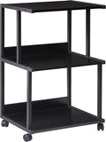 IBUYKE Black Printer Stand with Storage Shelf,3 Tier Printer Table with Wheels,Printer Cart for Home Office Organization, Rolling Cart Stand for Heat Press Microwave and Mini Fridge TPS001B