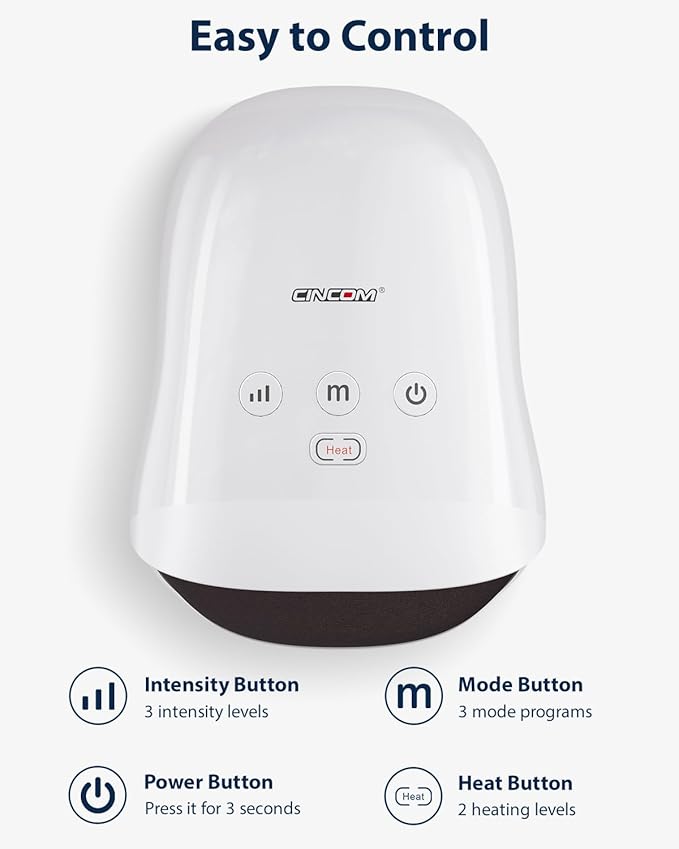 CINCOM Hand Massager - Cordless Hand Massager with Heat and Compression for Arthritis and Carpal Tunnel, Gifts for Women(White)