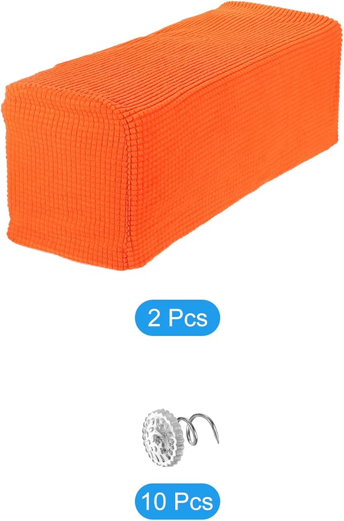 uxcell 2pcs Stretch Armrest Covers for Chairs/Sofas, Couch Arm Covers with Twist Pin, Furniture Protector Slipcovers Orange