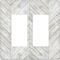 Rustic White Gray Herringbone Wood 2 Gang Rocker Decora Light Switch Cover Decorative Vintage Country Outlet Covers Wall Plate Electrical Faceplate Switchcovers GFCI for Farmhouse Living Room Decor