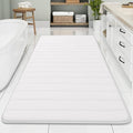 Buganda Memory Foam Bath Mat, 70" x 34", Ultra Soft and Non-Slip Bathroom Rugs, Water Absorbent and Machine Washable Bath Rug Runner for Bathroom, Shower, and Tub, White