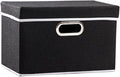 PRANDOM Foldable Storage Box with Lid [1-Pack] Fabric Collapsible Storage Bin Organizer Container Basket Cube with Cover for Home Bedroom Closet Office Nursery Black (14.9x9.8x9.8)