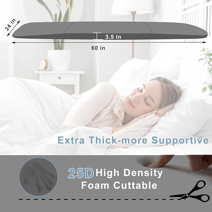 Extra Thick 3.5" Sagging Mattress Support, 60" L trapezoidal Design High Density Under Mattress Support Board, Memory Foam Under Pad to Fix Sinking Bed, Firm, Support, Stability