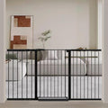 Fairy Baby 38" Extra Tall Dog Gate for Stairs and Doorways, 65.4"-70.8" Extra Wide Pet Gate Indoor, Large Safety Child Gate No Drill, Metal Auto Close Baby Puppy Gate for House Walk Through, Black