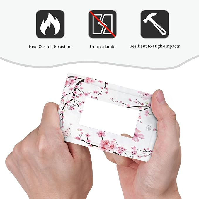 Cherry Floral Watercolor Pink Flowers Butterfly Decorative Outlet Covers 1 Gang Single Rocker Light Switch Cover Plate Wall Plates GFCI Faceplate for Bed Room Living Room Decor