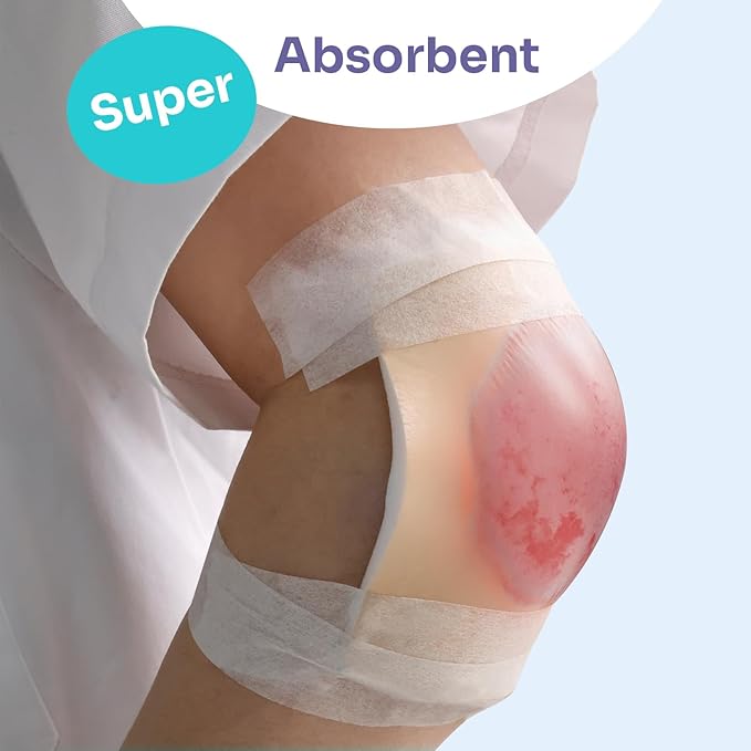 Conkote Foam Dressings Non-Adhesive Sterile for Exudating Wounds, FSA or HSA 4"x4" Highly Absorbent Waterproof Dressings for Wound Care, Ulcers, Post Op Trauma, Injuries, Burn, 5 Pack