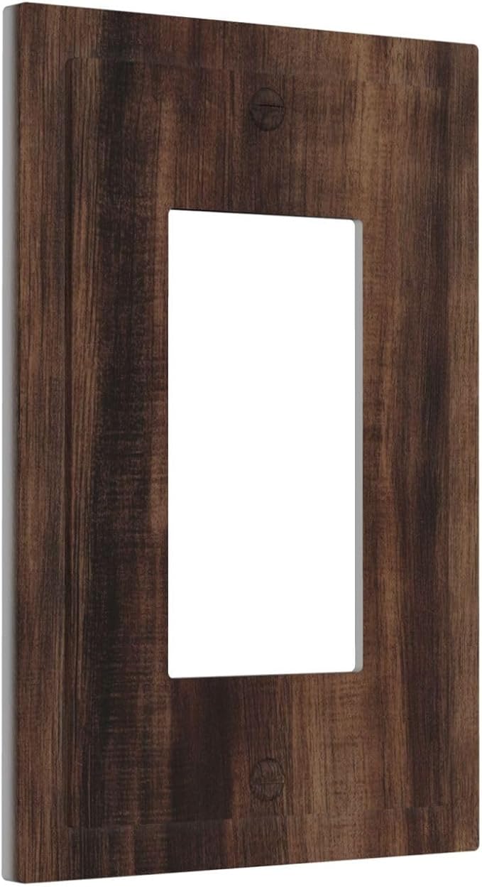 Decorative Outlet Covers Rustic Farmhouse Brown Wood Barn Door 1 Gang Rocker Light Switch Cover Plate Single Gfci Light Switch Covers Wall Plate for Bathroom Decor
