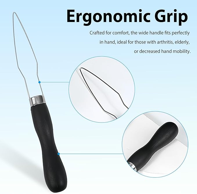 3-Pack Button Hook Assist Device with Easy-Grip Handle for Shirts, Coats, Dresses - Ideal Button Aids for Arthritis & Limited Dexterity Black
