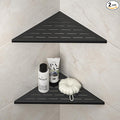 Corner Shower Shelf, 12" Matte Black 304 Stainless Steel Slot Design Recessed Corner Shelves 2 Pack Bathroom Grout in Shelf for Tiled Wall, Large Size