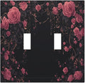 Decorative Switch Plates Dark Background Red Rose Leaf 2 Gang Double Toggle Outlet Light Switch Cover Wall Plate Electrical Faceplate for Bedroom living Room Decor