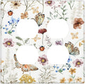 Boho Multicolor Flower Butterfly Insect Floral Outlet Covers 2 Gang Double Duplex Decorative Light Switch Covers Electrical Wallplates Socket Faceplate for Bedroom Living Room Decor