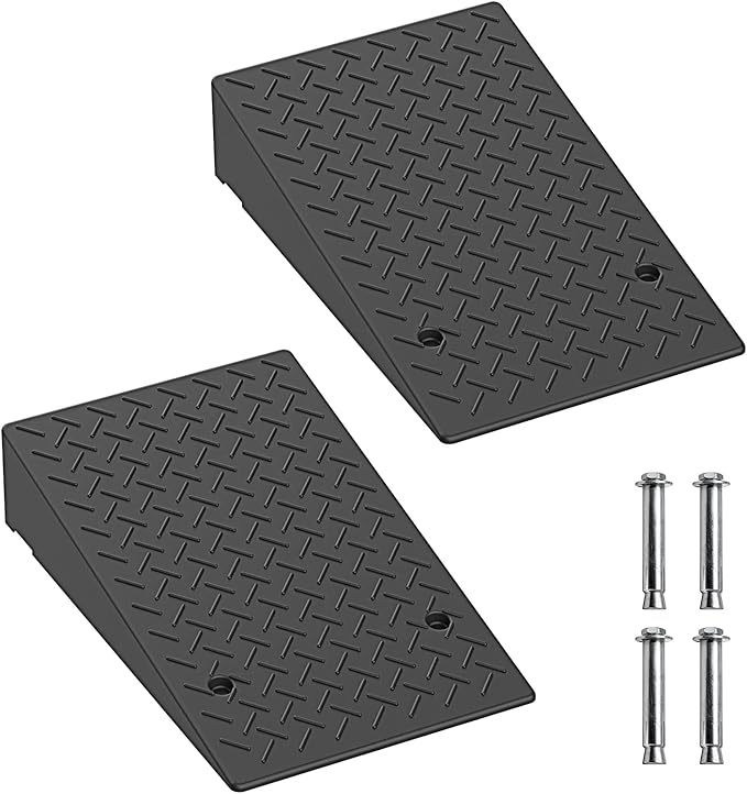 7.1" Rise Rubber Threshold ramp for Doorway/Cars, Step/Stair Rubber ramp with with Non-Slip Surface for wheelchairs/Curb/shed, 2200Pounds Load Capacity.