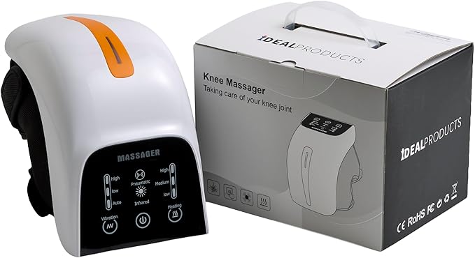 IdealProducts Knee Massager Pro+ with Heat, Red Light Therapy and Vibration, 6-in-1, Dual-Wavelength - Cordless, Portable, Adjustable Straps, Knee Pain Relief
